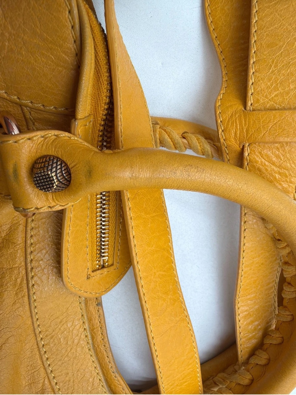 Balenciaga Yellow Leather Shoulder Tote with Zip Pocket - Picture 9 of 12